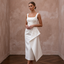 Sophisticated Off-White Satin Pencil Dress for Civil Ceremony