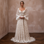 Spellbinding Ivory Flocked Tulle Boho Gown for Vow Renewal