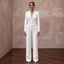 Structured White Faille Tuxedo Bridal Jumpsuit for Rehearsal Dinner