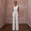 Tailored White Crepe Jumpsuit for Rehearsal Dinner - Apparel & Accessories > Clothing > Wedding & Bridal Party Dresses > Wedding Dresses - Mignonette Bridal