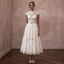 Vintage-Inspired Antique White Lace Tea-Length for Elopement