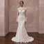 Vintage-Inspired Cream Chantilly Lace Long Sleeve Mermaid Wedding Dress