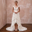 Vintage-Inspired Ivory French Lace High-Low Hem Beach Wedding Gown