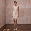 Vintage 1920s Beaded Cream Silk Flapper Style Bridal Mini Dress