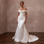 Vintage Satin Trumpet Wedding Dress with Off - the - Shoulder Neckline - Apparel & Accessories > Clothing > Wedding & Bridal Party Dresses > Wedding Dresses - Mignonette Bridal