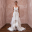 Whimsical White Feather Trim Bridal Crop Top & Maxi Skirt for Party
