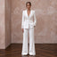 White Crepe Tailored Bridal Blazer and Wide Leg Trouser Set