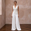 White Crepe Tailored Bridal Suit Vest and Wide Leg Trouser Set - Apparel & Accessories > Clothing > Wedding & Bridal Party Dresses > Wedding Dresses - Mignonette Bridal