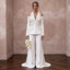 White Crepe Two-Piece Bridal Suit with Wide Leg Pants for Courthouse