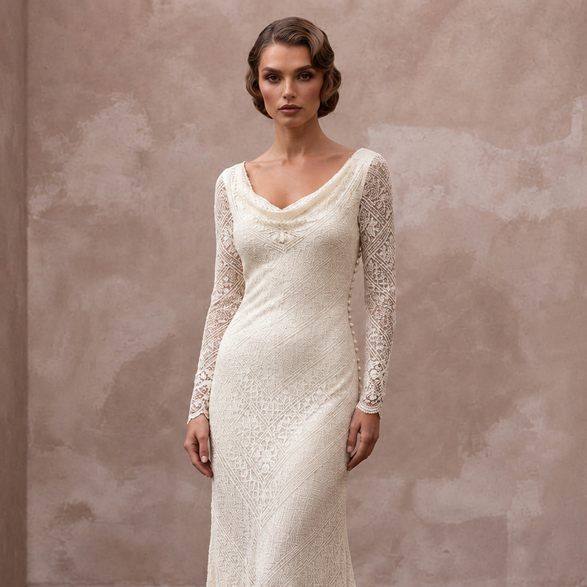 1930s Inspired Lace Wedding Dress for a Vintage Ceremony