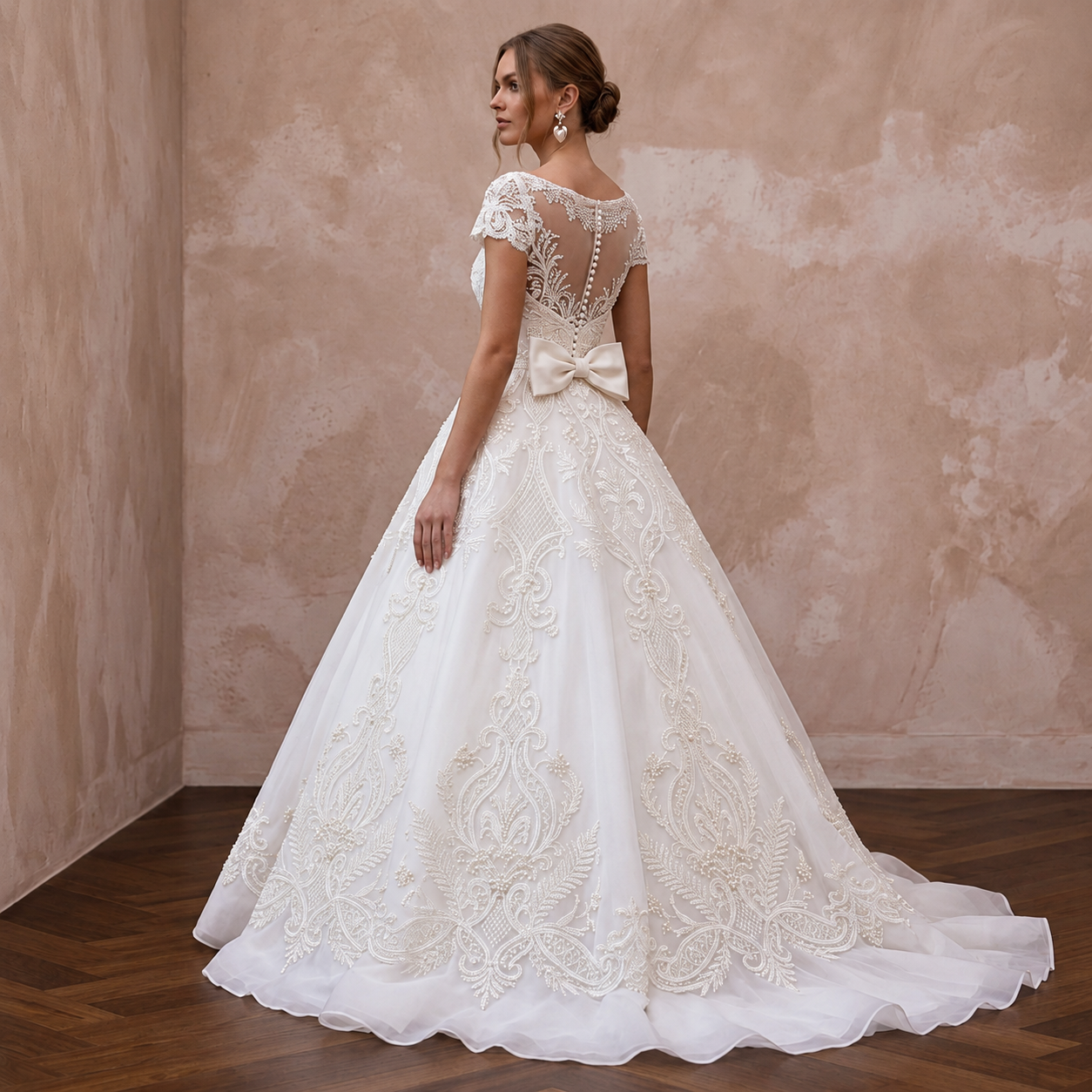 1950s Inspired Organza Wedding Gown with Full Skirt Secondary image
