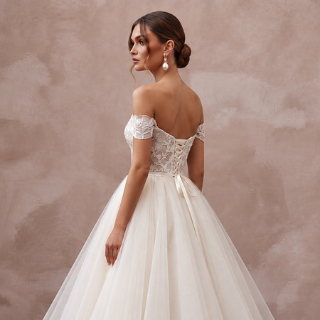1950s Inspired Tulle Bridal Gown with Full Skirt