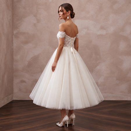 1950s Inspired Tulle Bridal Gown with Full Skirt
