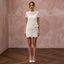1960s Mod Ivory Lace Mini Shift Bridal Dress for Rehearsal Cocktail Party