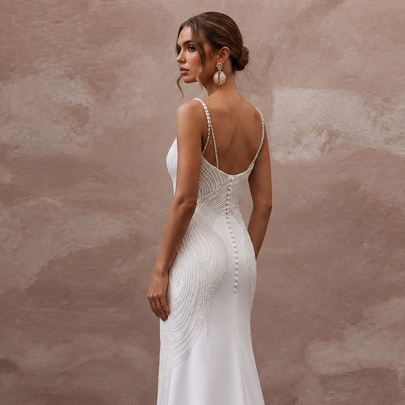 1990s Minimalist White Crepe Slip Dress for Surprise Elopement