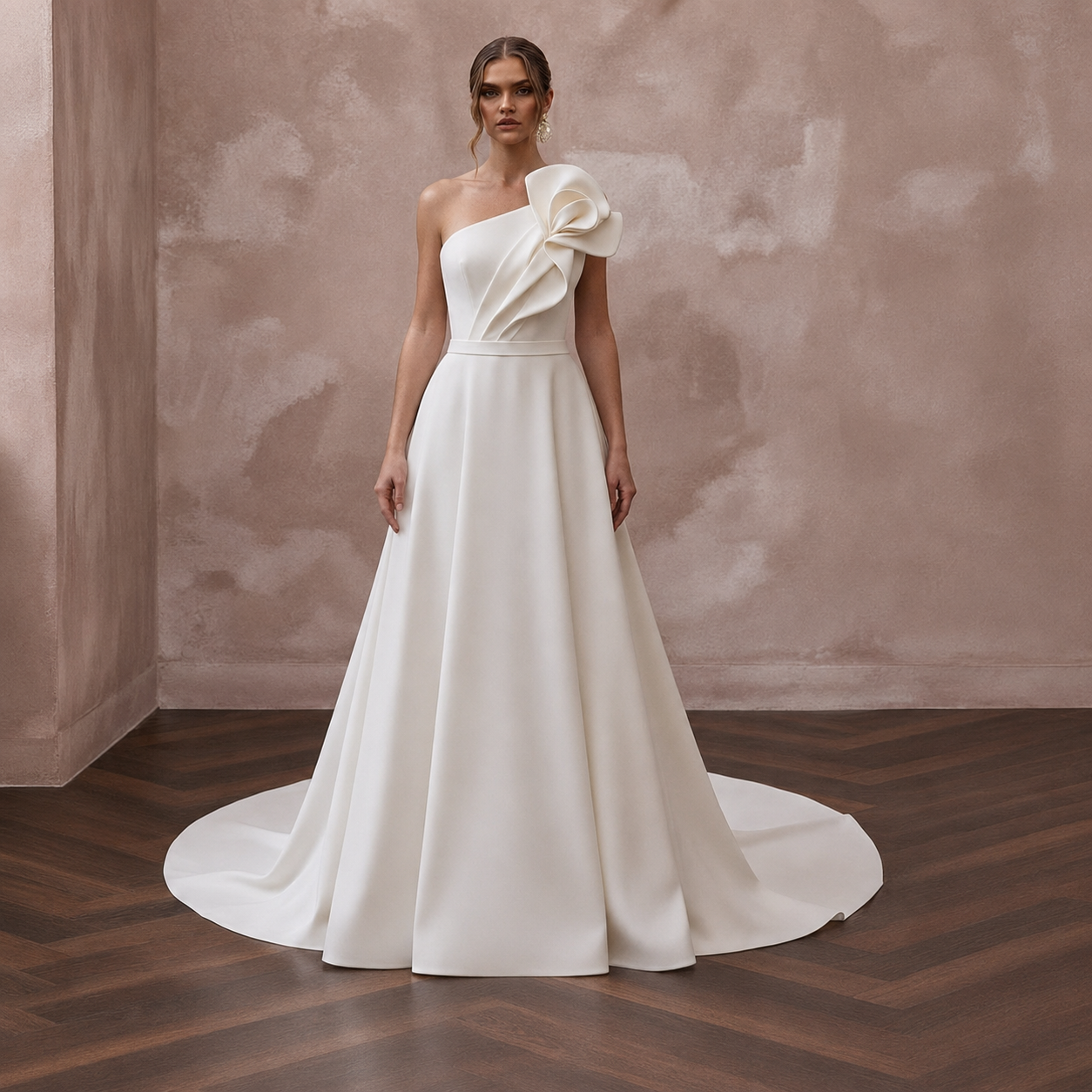 A-Line Crepe Wedding Dresses with Contemporary Beauty Main image