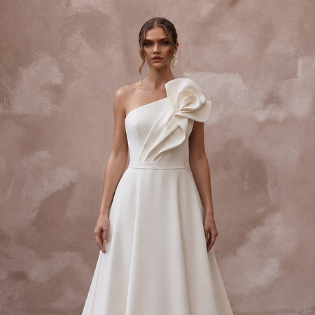 A - Line Crepe Wedding Dresses with Contemporary Beauty - Apparel & Accessories > Clothing > Wedding & Bridal Party Dresses > Wedding Dresses - Mignonette