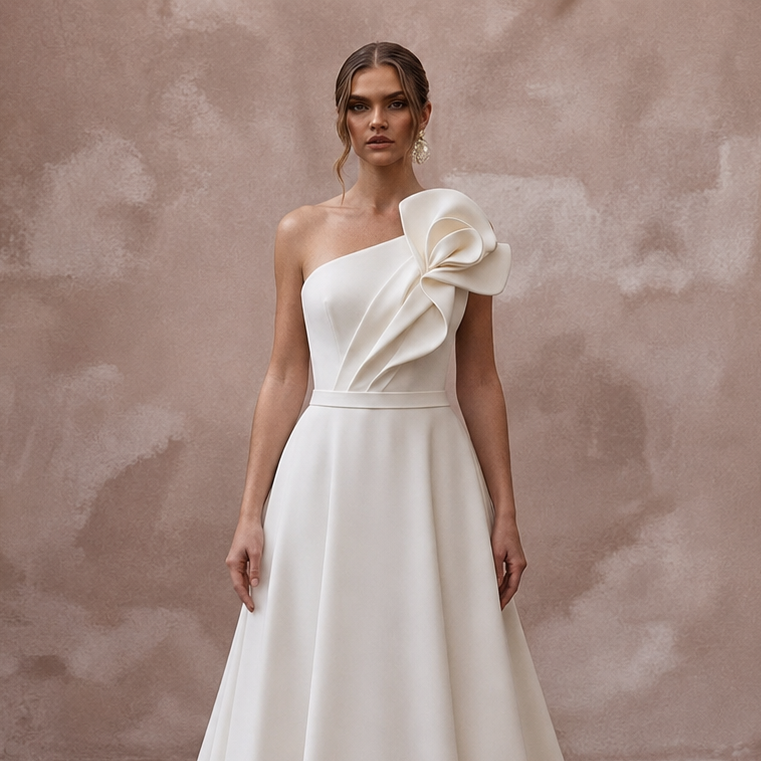 A-Line Crepe Wedding Dresses with Contemporary Beauty