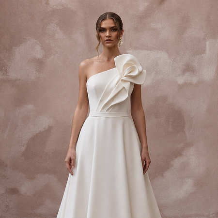A-Line Crepe Wedding Dresses with Contemporary Beauty