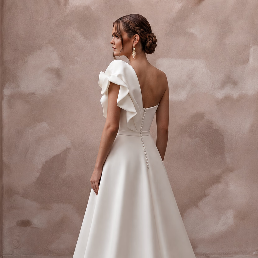 A - Line Crepe Wedding Dresses with Contemporary Beauty - Apparel & Accessories > Clothing > Wedding & Bridal Party Dresses > Wedding Dresses - Mignonette