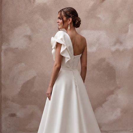 A - Line Crepe Wedding Dresses with Contemporary Beauty - Apparel & Accessories > Clothing > Wedding & Bridal Party Dresses > Wedding Dresses - Mignonette