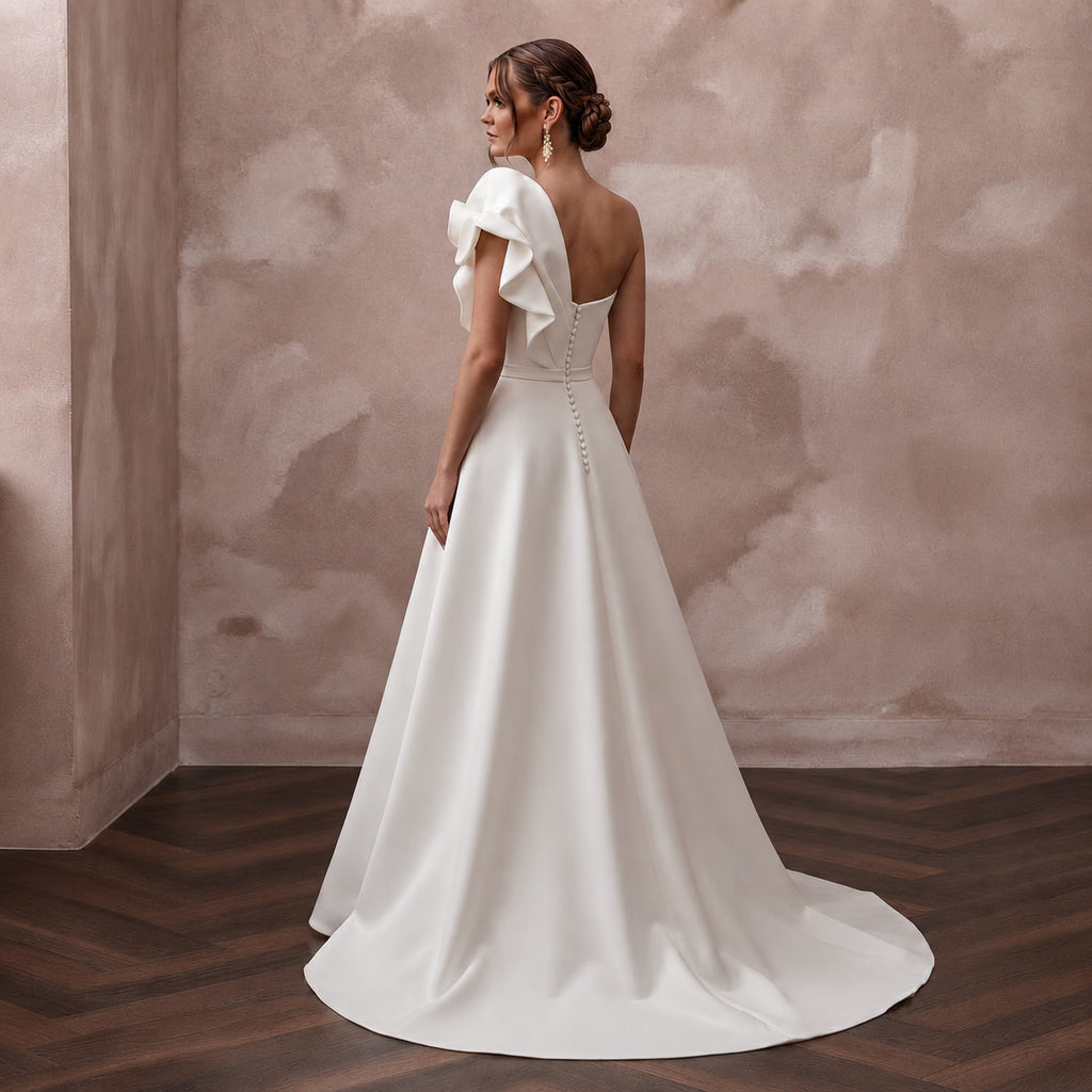 A - Line Crepe Wedding Dresses with Contemporary Beauty - Apparel & Accessories > Clothing > Wedding & Bridal Party Dresses > Wedding Dresses - Mignonette