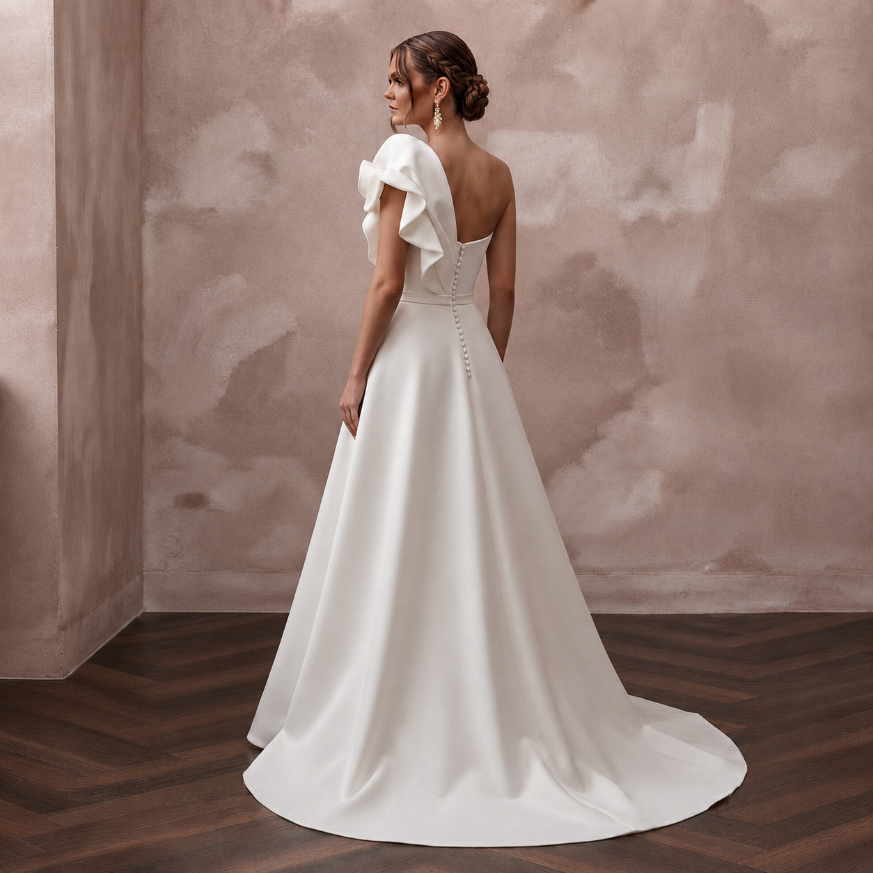 A-Line Crepe Wedding Dresses with Contemporary Beauty Secondary image