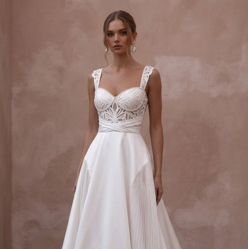 A-Line Wedding Dresses with Elegant Satin Skirts