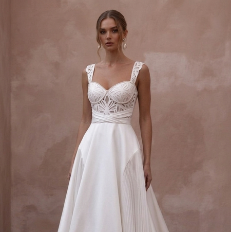 A-Line Wedding Dresses with Elegant Satin Skirts