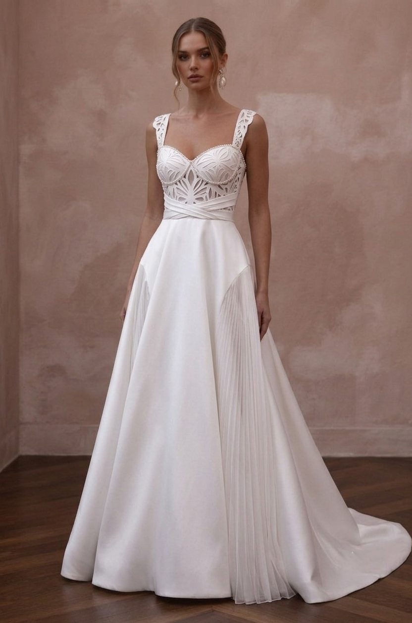 A-Line Wedding Dresses with Elegant Satin Skirts Main image