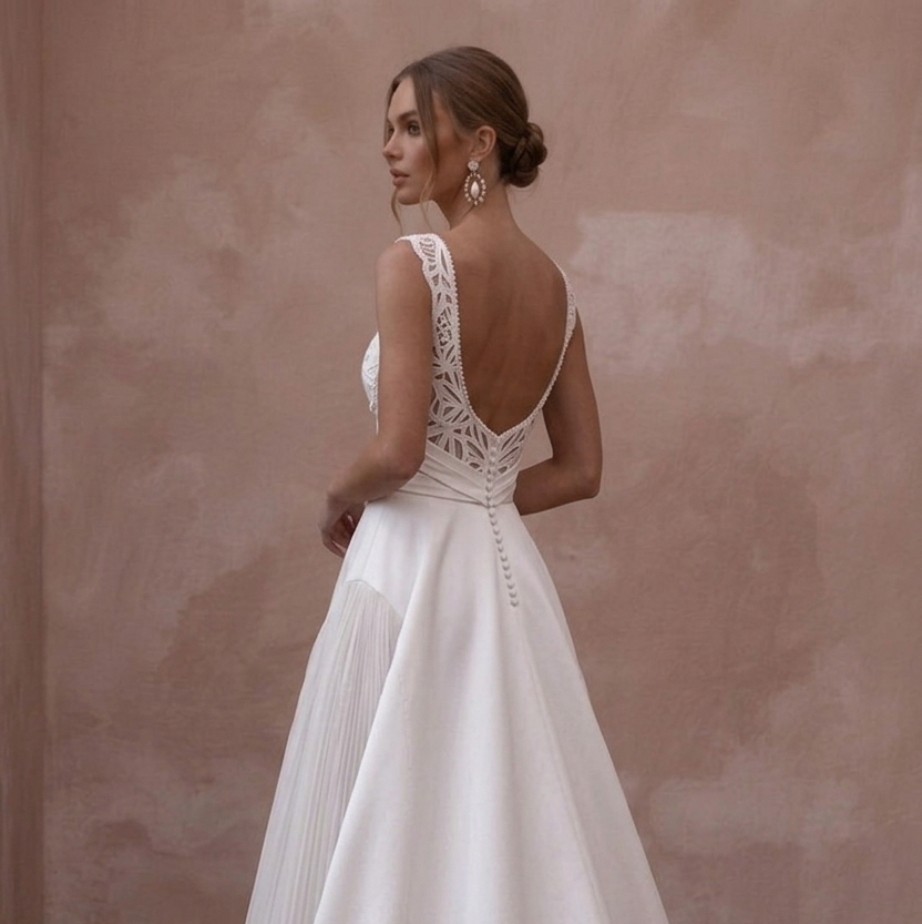 A-Line Wedding Dresses with Elegant Satin Skirts