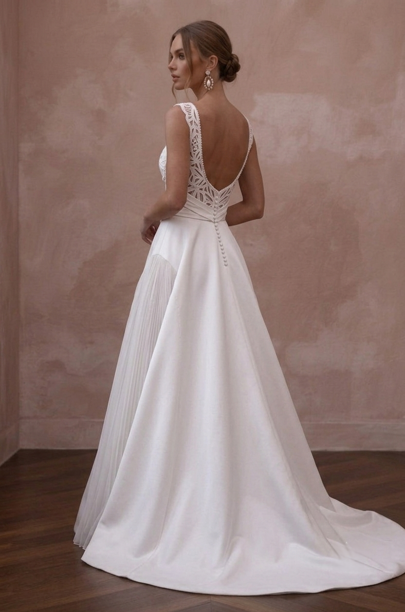 A-Line Wedding Dresses with Elegant Satin Skirts Secondary image