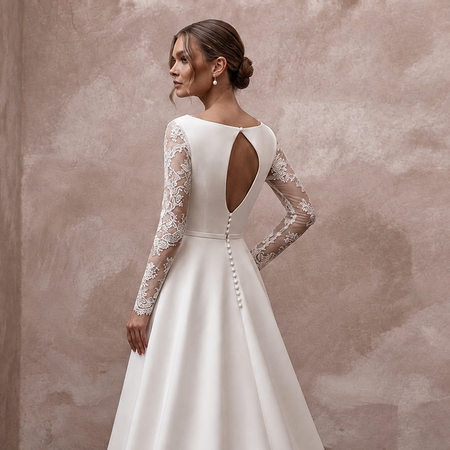 A-Line Wedding Dresses with Handcrafted Lace Sleeves