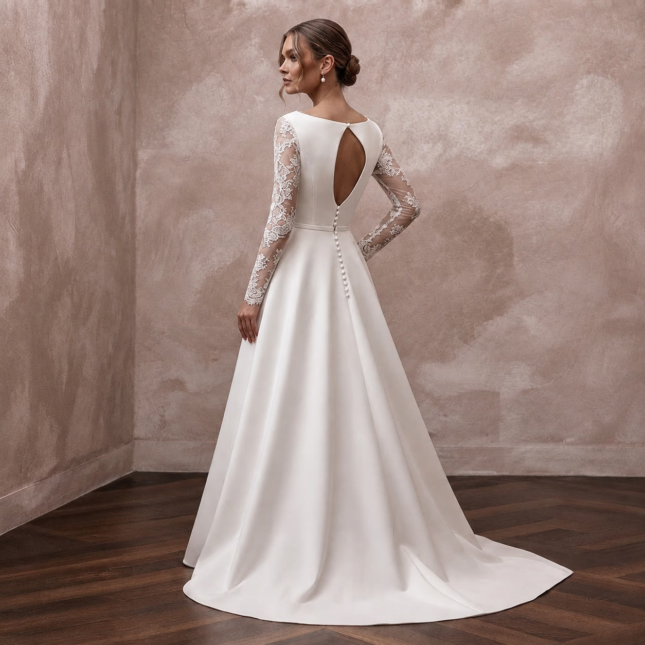 A-Line Wedding Dresses with Handcrafted Lace Sleeves Secondary image