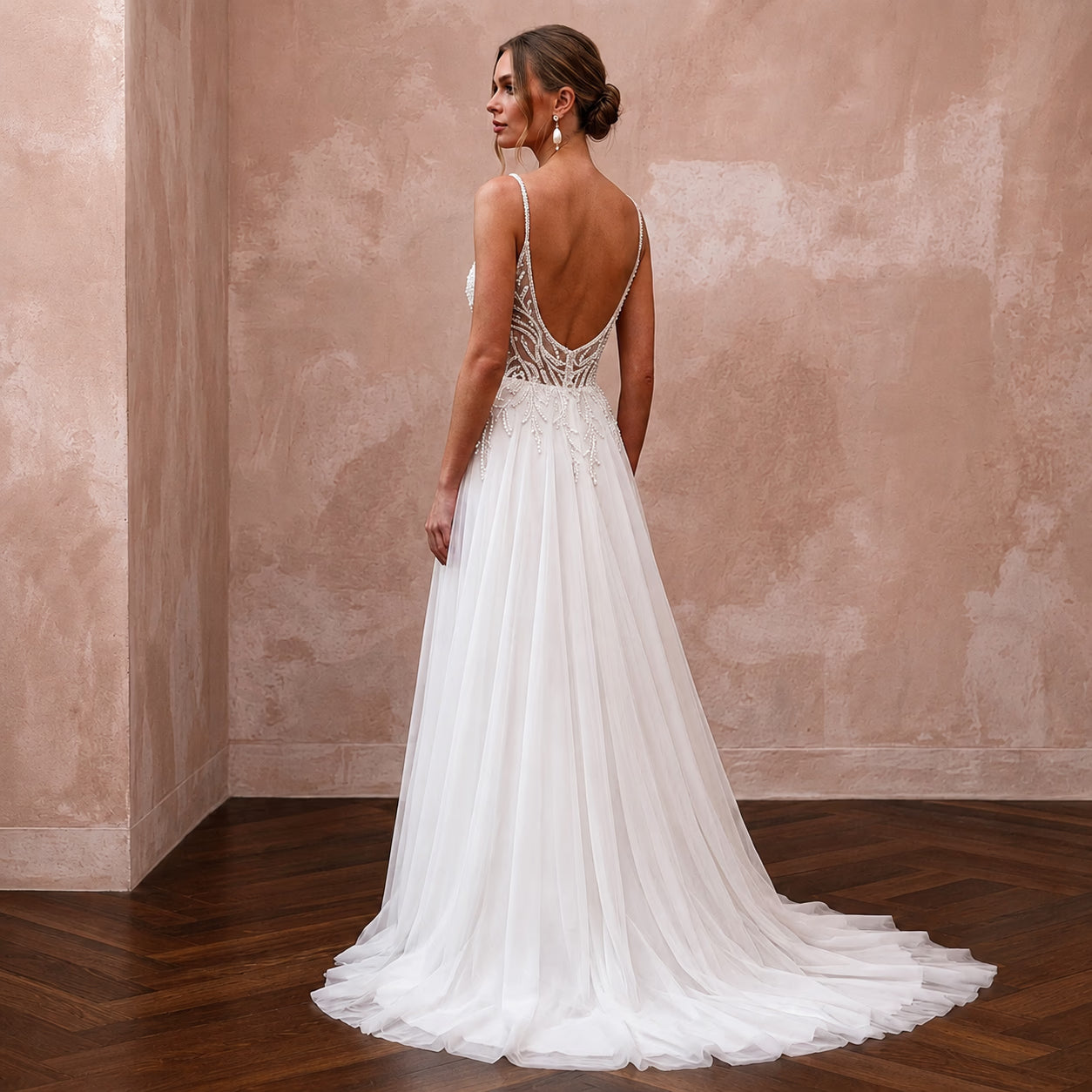 A-Line Wedding Dresses with Pearl Embroidered Bodices Secondary image