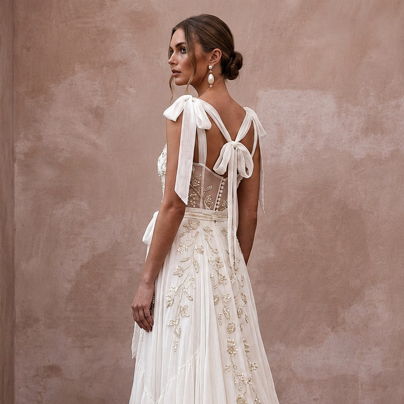 Airy Ivory Organic Cotton Voile Dress for Picnic Vow Renewal - Apparel & Accessories > Clothing > Wedding & Bridal Party Dresses > Wedding Dresses - Mignonette Bridal