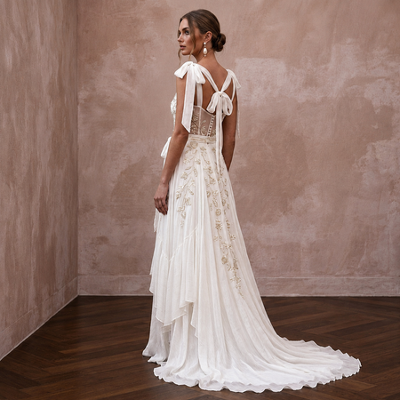 Airy Ivory Organic Cotton Voile Dress for Picnic Vow Renewal