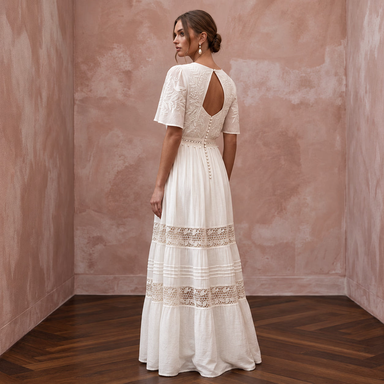 Airy Ivory Organic Cotton Voile Wedding Dress for Picnic Vow Renewal Secondary image