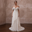 Airy Off-White Crinkle Chiffon A-Line Bridal Gown for Beach Vow Renewal