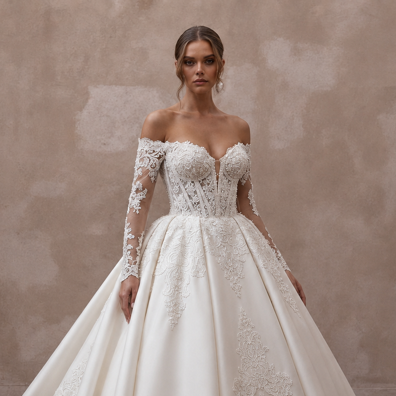 Alençon Lace Ball Gown Wedding Dresses with Royal Appeal