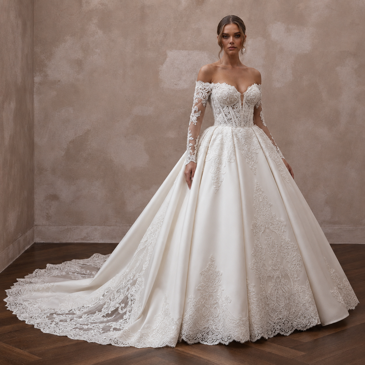 Alençon Lace Ball Gown Wedding Dresses with Royal Appeal Main image