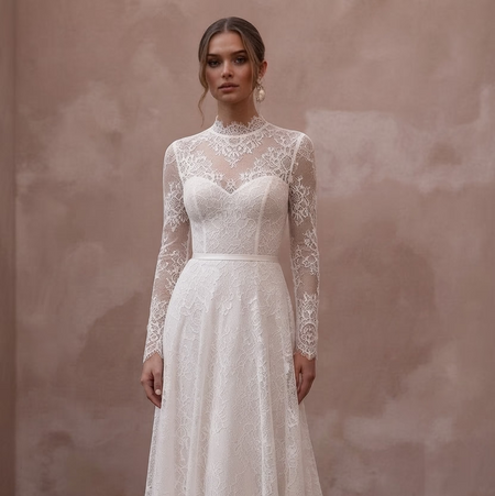 Alençon Lace Wedding Dresses with Timeless Sophistication - Apparel & Accessories > Clothing > Wedding & Bridal Party Dresses > Wedding Dresses - Mignonette