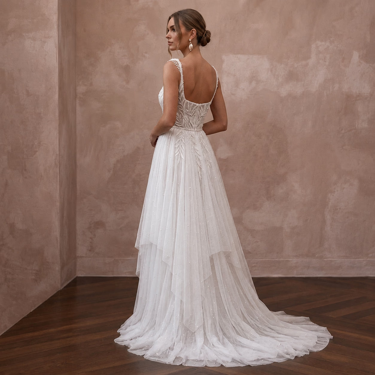 Angelic White Wispy Chiffon Empire Dress for Post-Wedding Brunch Secondary image