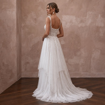 Angelic White Wispy Chiffon Empire Dress for Post - Wedding Brunch - Apparel & Accessories > Clothing > Wedding & Bridal Party Dresses > Wedding Dresses - Mignonette Bridal