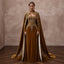 Antique Gold Embroidered Velvet Cape & Dress for Winter Vow Renewal - Apparel & Accessories > Clothing > Wedding & Bridal Party Dresses > Wedding Dresses - Mignonette Bridal