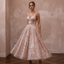 Art Deco Blush Sequin Tea-Length for Rehearsal Dinner Dance