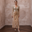 Art Deco Champagne Velvet Long Sleeve Sheath for Cocktail Hour