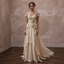 Art Nouveau Champagne Silk Chiffon Gown for Gallery Vow Renewal