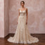 Artisan Champagne Embroidered Net Bridal Gown for Rehearsal Gathering