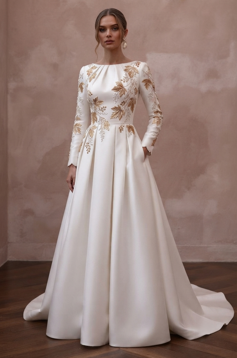 Autumn Wedding Dresses with Rich Mikado Fabrics Main image